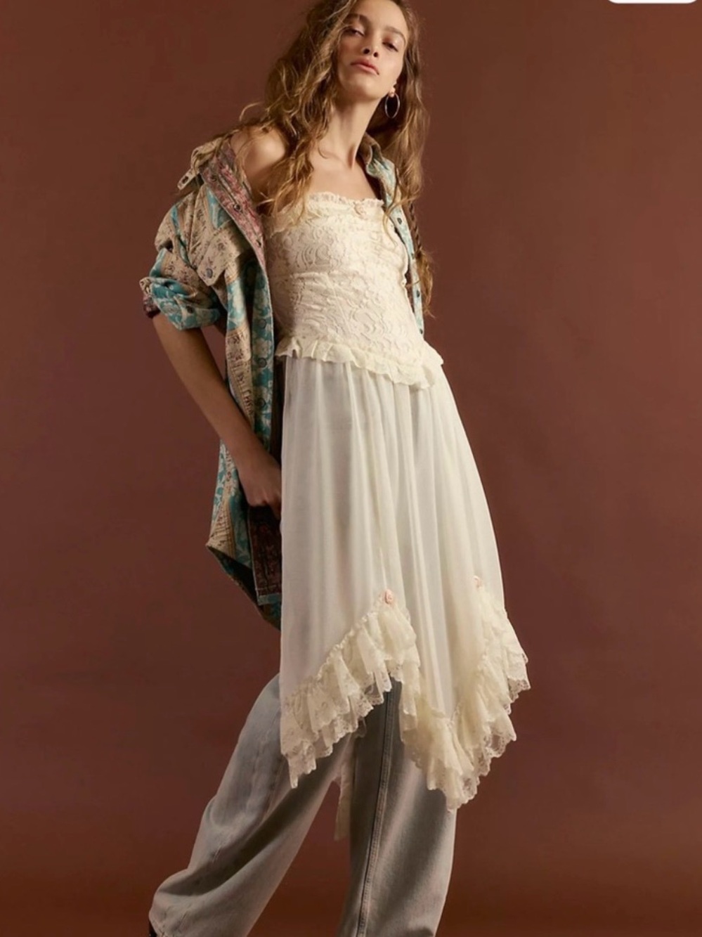 Free People NWT Jocelyn Maxi Tunic Tube Top Lace